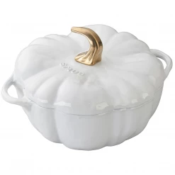 Staub Cast Iron 3.5-Quart Pumpkin Cocotte - White - Imperfections COOKWARE