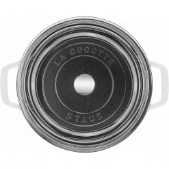 Staub Cast Iron 4-Quart Round Cocotte With Glass Lid - White COOKWARE