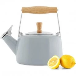 Chantal 1.4 Qt. Enamel-on-Steel Sven Teakettle - Fog Grey COOKWARE