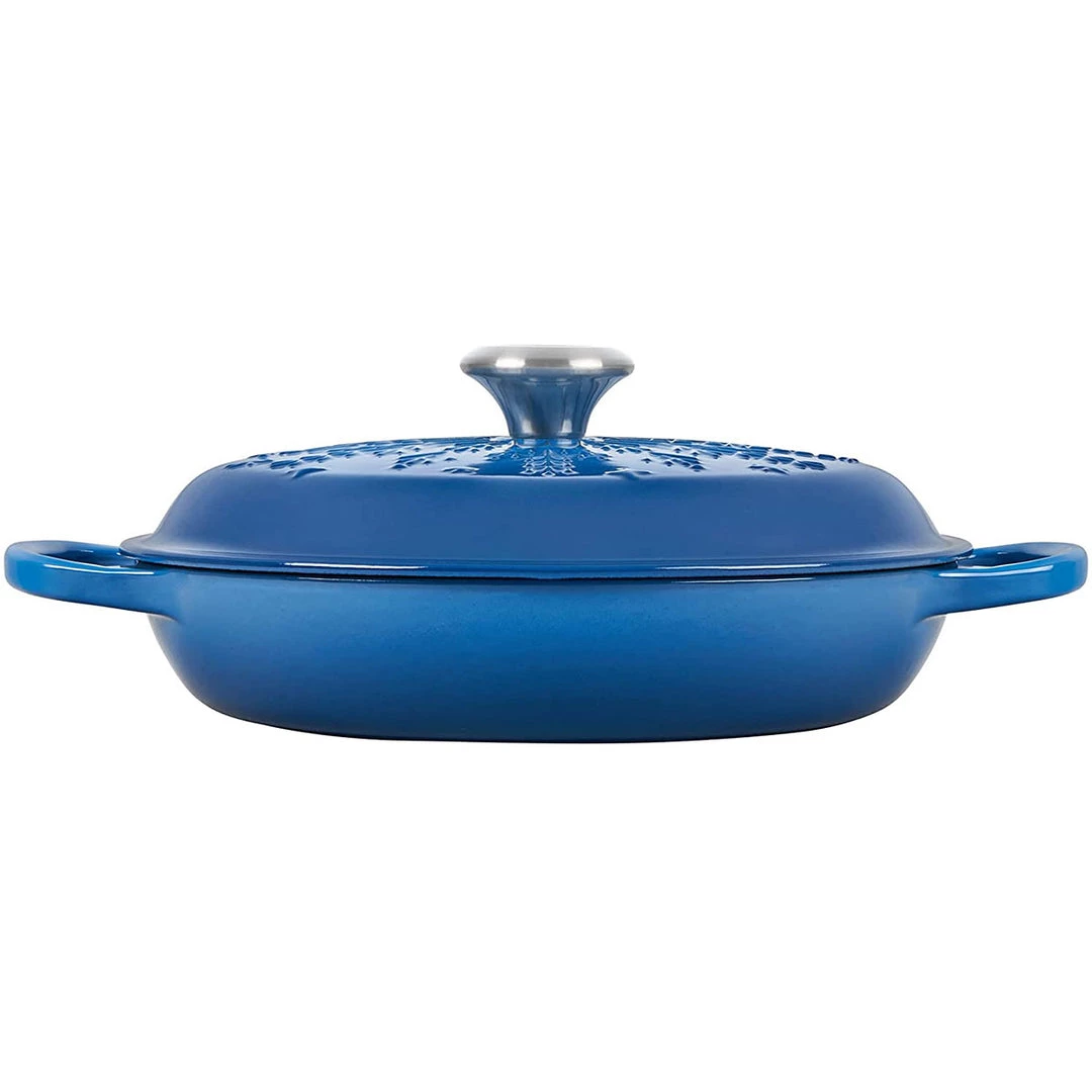 Le Creuset 2.25 Qt. Noel Collection: Signature Braiser - Embossed Snowflake W/ Stainless Steel Knob - Marseille LeCreuset 5 Le Creuset 2.25 Qt. Noel Collection: Signature Braiser - Embossed Snowflake W/ Stainless Steel Knob - Marseille LeCreuset