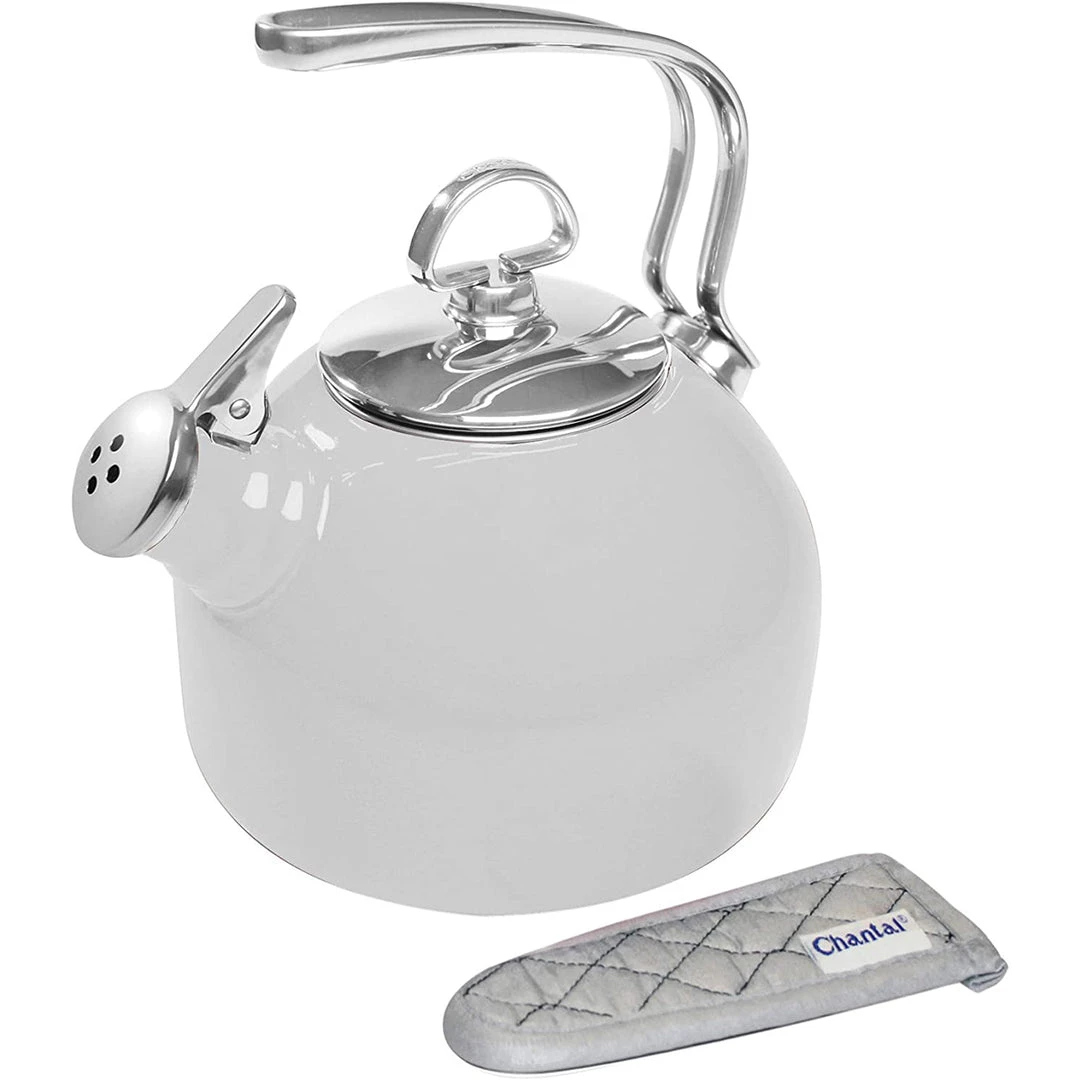 COFFEE & TEA Chantal 1.8 Qt. Classic Enamel-on-Steel Teakettle - White 5 COFFEE & TEA Chantal 1.8 Qt. Classic Enamel-on-Steel Teakettle - White