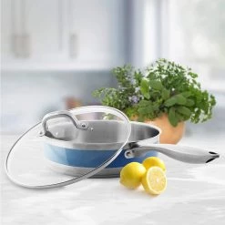 Chantal 5 Qt. Saute Skillet W/ Glass Lid & Blue Cove Band