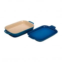 Le Creuset 14 3/4"x9"x2 1/2" (2.75 Qt.) Rectangular Dish With Platter Lid - Marseille 7 Le Creuset 14 3/4