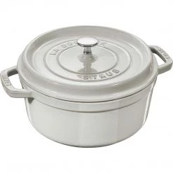 COOKWARE Staub Cast Iron 5.5-Quart Round Cocotte - White Truffle