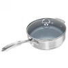 COOKWARE Chantal Induction 21 Steel 5-Quart Saute Skillet With Ceramic Coating And Glass Lid