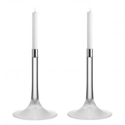 Orrefors Crystal Cirrus Tall Candlestick Pair #6267063