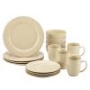 Rachael Ray Cucina Dinnerware 16-Piece Stoneware Dinnerware Set, Almond Cream