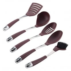 COOKWARE Circulon Harmony Utensil Kitchen Cooking Tools Set, 5 Piece, Merlot Red,47523