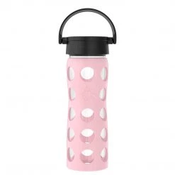 Lifefactory 16-Ounce BPA-Free Glass Water Bottle With Classic Cap And Protective Silicone Sleeve, Desert Rose Life Factory