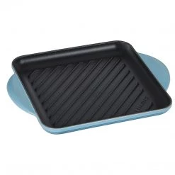 Le Creuset Enamaled Cast Iron Square Grill, 9.5", Caribbean COOKWARE