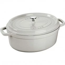 Staub Cast Iron 7-Quart Oval Cocotte - White Truffle