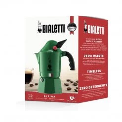 Bialetti - Moka Express Alpina: Iconic Stovetop Espresso Maker, Moka Pot 3 Cups (4.3 Oz - 130 Ml), Aluminium, Green COFFEE & TEA