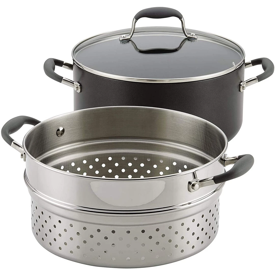 Anolon Advanced Hard-Anodized Dutch Oven Multipurpose Steamer Set, 8.5-Quart, Graphite 6 Anolon Advanced Hard-Anodized Dutch Oven Multipurpose Steamer Set, 8.5-Quart, Graphite