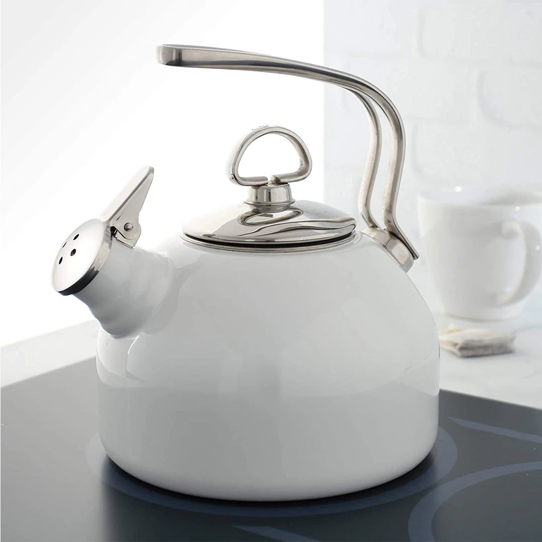 COFFEE & TEA Chantal 1.8 Qt. Classic Enamel-on-Steel Teakettle - White 6 COFFEE & TEA Chantal 1.8 Qt. Classic Enamel-on-Steel Teakettle - White