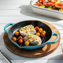 COOKWARE Le Creuset 9.75" Signature Deep Round Grill Pan - Meringue