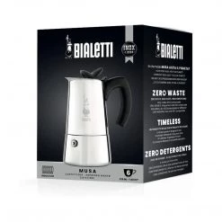 COFFEE & TEA Bialetti, Stainless Steel Musa Stove Top Coffee Maker, 6-Cup (9.2 Oz)