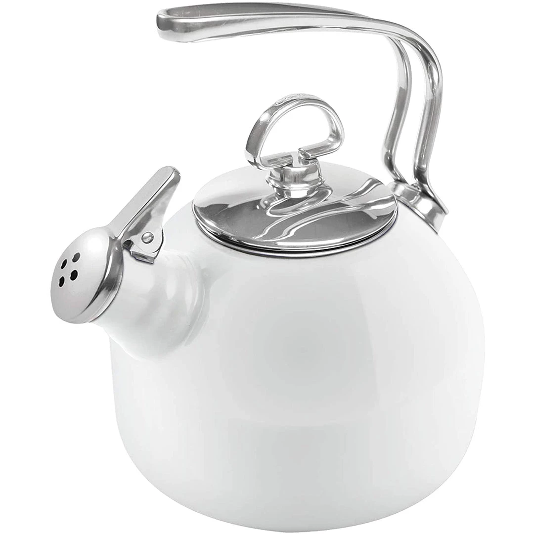 COFFEE & TEA Chantal 1.8 Qt. Classic Enamel-on-Steel Teakettle - White 7 COFFEE & TEA Chantal 1.8 Qt. Classic Enamel-on-Steel Teakettle - White