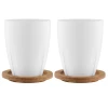 COOKWARE Kosta Boda Bruk Porcelain Mug With Oak Lid (Pair) 2 COOKWARE Kosta Boda Bruk Porcelain Mug With Oak Lid (Pair)