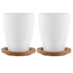 COOKWARE Kosta Boda Bruk Porcelain Mug With Oak Lid (Pair)