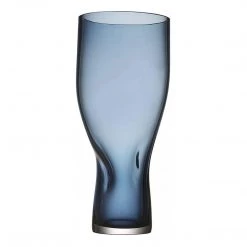 Orrefors Squeeze Crystal Blue Vase, 13.4" High X 5.75" Wide