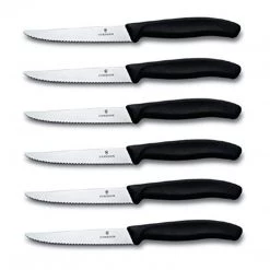 CUTLERY Victorinox Swiss Classic 6-Piece Steak Set (4½" Spear Point Serrated) Black, 4.25 X 0.5 X 0.5 Inches, Multicolor