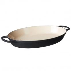Le Creuset Enamel Cast Iron Signature Oval Baker, 3 Quart, Black