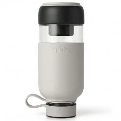 Lekue Bottle To Go Reusable Glass Filtered Water Bottle,18 Ounce, White