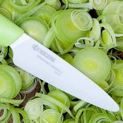 CUTLERY Kyocera Advanced Ceramic 3-inch Paring Knife With Vertical Double Edge Peeler, Green