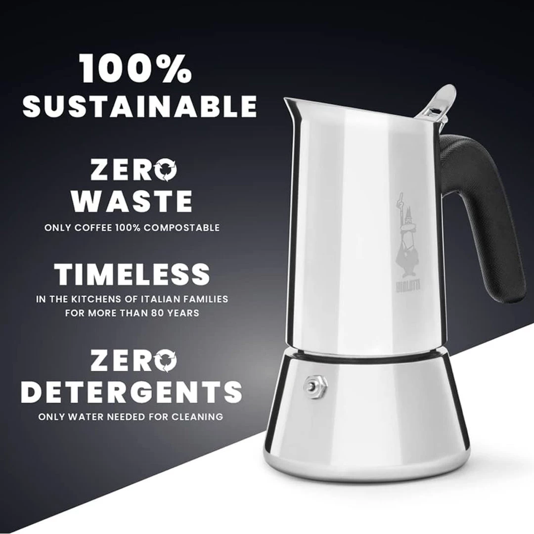 Bialetti Venus 6-Cup Stainless Steel Induction-Capable Stovetop Espresso Maker, Silver COFFEE & TEA 8 Bialetti Venus 6-Cup Stainless Steel Induction-Capable Stovetop Espresso Maker, Silver COFFEE & TEA