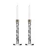 Orrefors Carat 11-5/8" Crystal/Brass Candlesticks, Pair