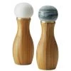 Anolon Pantryware Salt Pepper Grinder Set For Seasoning, Cooking, Serving, Wood And Ceramic, 2 Piece, White And Gray