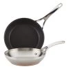 Anolon Nouvelle Copper Frying / Fry Pan / Skillet Set, 9.5 Inch Stainless Steel And 10.25 Inch Hard Anodized Nonstick