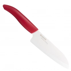 Kyocera Revolution Series 5-1/2-Inch Santoku Knife, Red Handle