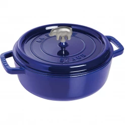 Staub Cast Iron 6-Quart Cochon Shallow Wide Round Cocotte - Dark Blue