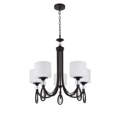 COOKWARE ANKEE Contemporary Chandeliers Pendant, 5 Light Fixtures With Frost White Glass For Kitchen Hallway Bar Dining Room Restaurant