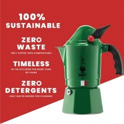 Bialetti - Moka Express Alpina: Iconic Stovetop Espresso Maker, Moka Pot 3 Cups (4.3 Oz - 130 Ml), Aluminium, Green COFFEE & TEA