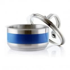 Chantal 1 Qt. Saucepan W/ Glass Lid & Blue Cove Band COOKWARE