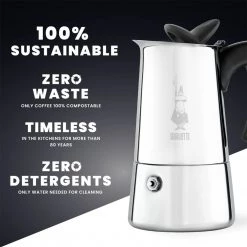 COFFEE & TEA Bialetti, Stainless Steel Musa Stove Top Coffee Maker, 6-Cup (9.2 Oz)