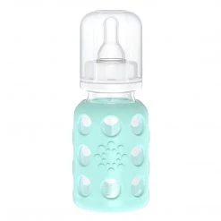 Lifefactory Glass Baby Bottle With Protective Silicone Sleeve And Stage 1 Nipple Mint 4 Oz 1