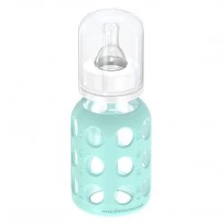 Lifefactory Glass Baby Bottle With Protective Silicone Sleeve And Stage 1 Nipple Mint 4 Oz 1
