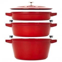 Staub Cast Iron 4-pc Stackable Set - Cherry COOKWARE