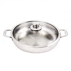 COOKWARE Swiss Diamond Premium Clad Chefpan W/Lid - 12.8" (5.8 Qt.), 12.5, Silver