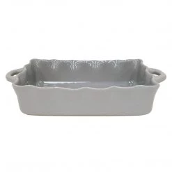 CASAFINA LG. RECT. RUFFLED BAKER - GRAY