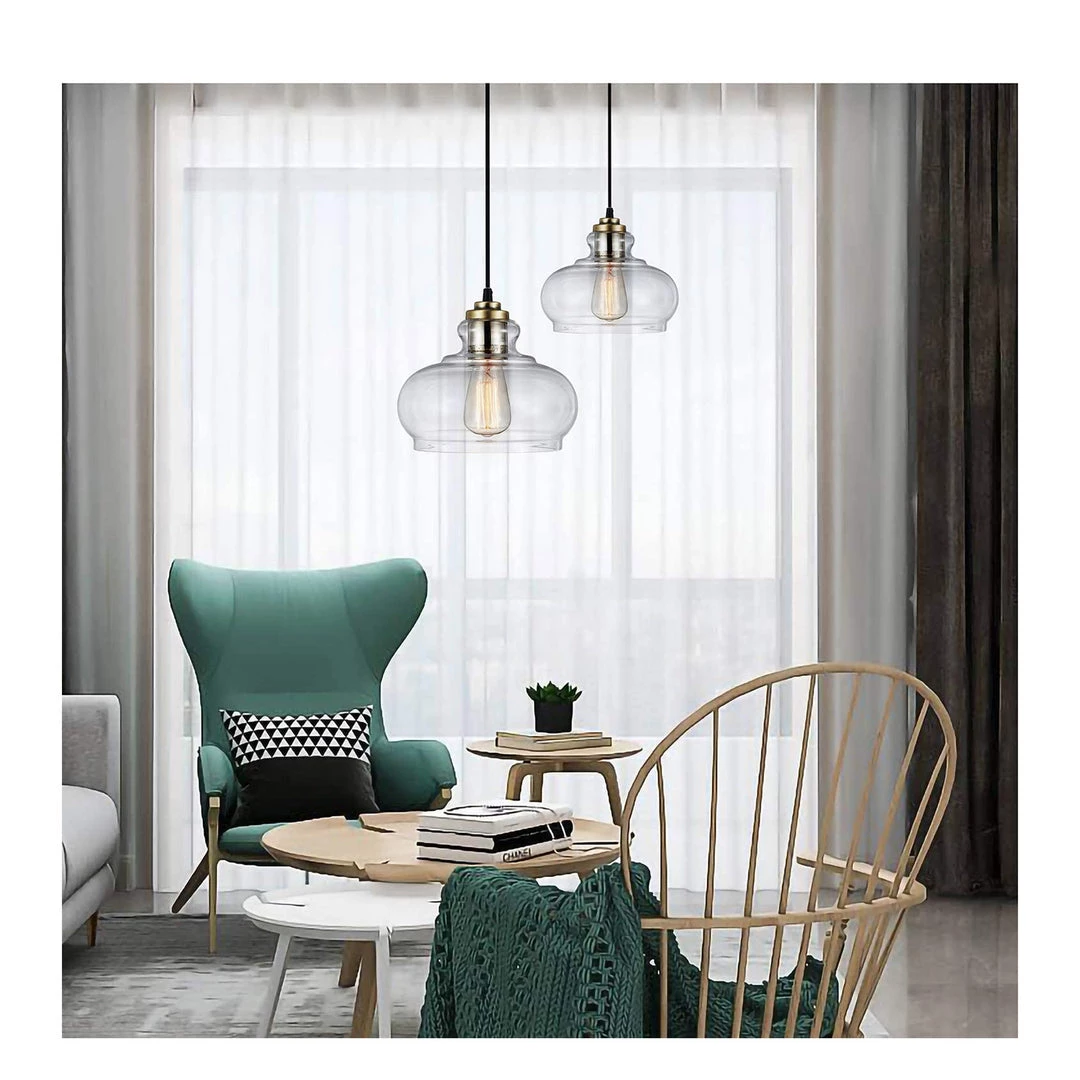 ANKEE Industrial Pendant Light Retro Adjustable Ceiling Hanging Lighting Fixtures With Clear Glass Shade For Kitchen Entryway Hallway Dining Living Room,Round Shape COOKWARE 3 ANKEE Industrial Pendant Light Retro Adjustable Ceiling Hanging Lighting Fixtures With Clear Glass Shade For Kitchen Entryway Hallway Dining Living Room,Round Shape COOKWARE