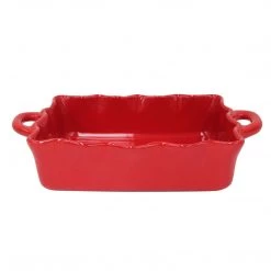 CASAFINA MED. RECT. RUFFLED BAKER - RED BAKEWARE