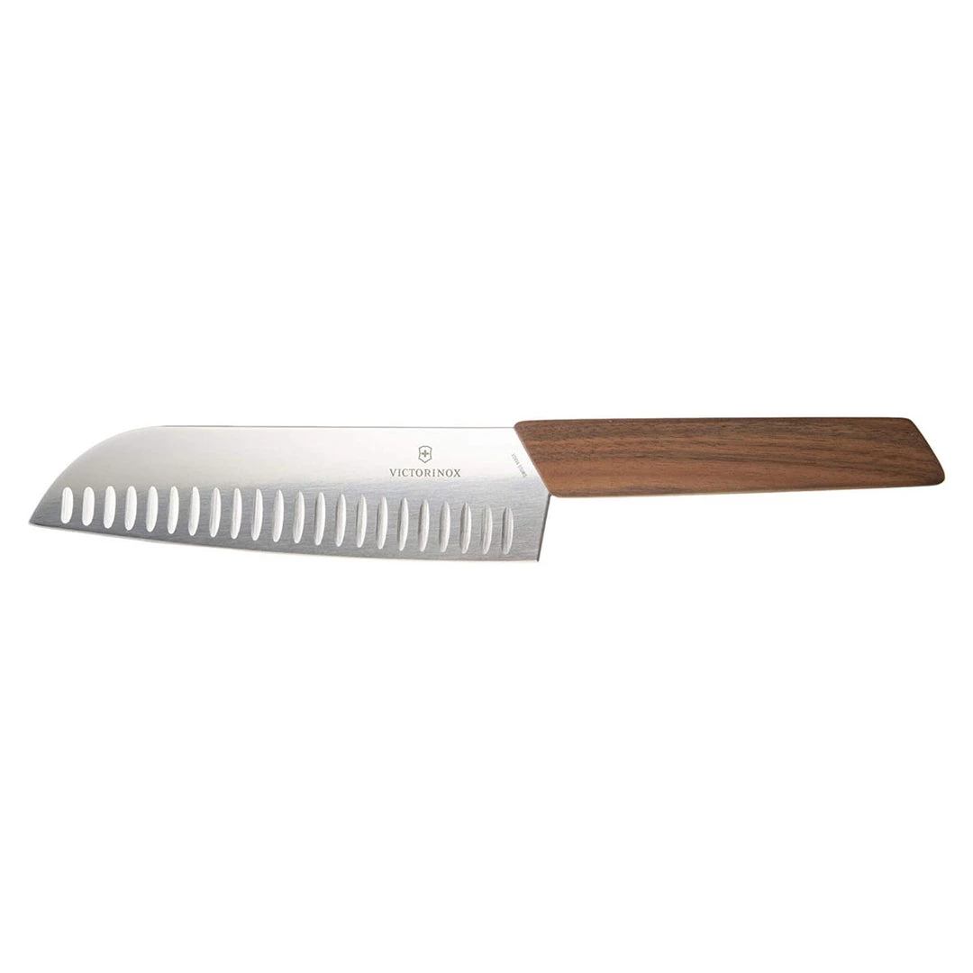 CUTLERY Victorinox Swiss Modern 7"Santoku Granton Blade, Walnut 10 CUTLERY Victorinox Swiss Modern 7"Santoku Granton Blade, Walnut