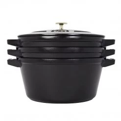 Staub Cast Iron 4-pc Stackable Set - Black