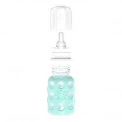 Lifefactory Glass Baby Bottle With Protective Silicone Sleeve And Stage 1 Nipple Mint 4 Oz 1