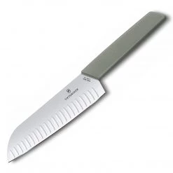 CUTLERY Victorinox Santoku, Swiss Modern, 7" Granton Blade, Olive-Green