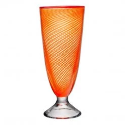 KOSTA BODA RED RIM FOOTED VASE ORANGE